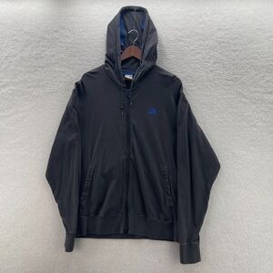 Nike Hoodie Men's XL Black Blue Sportswear Lightweight Full Zip Gym Training Y2K